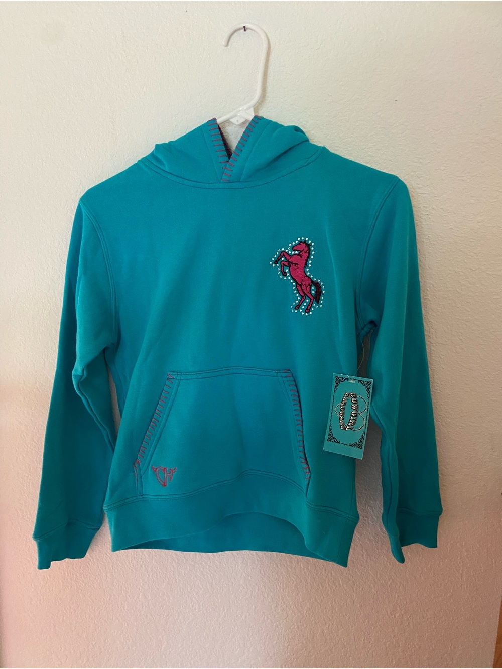 NWT Cowgirl Hardware Teal Horse Graphic Hoodie